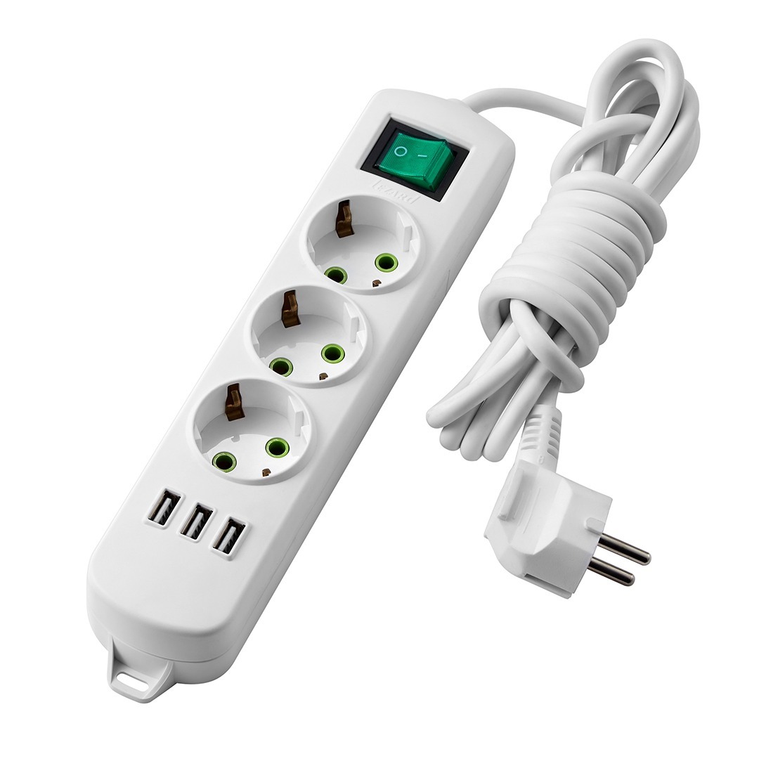LETITIA PRELUNGITOR 3 USB 3P + INTRERUPATOR (3X1,5MM²)