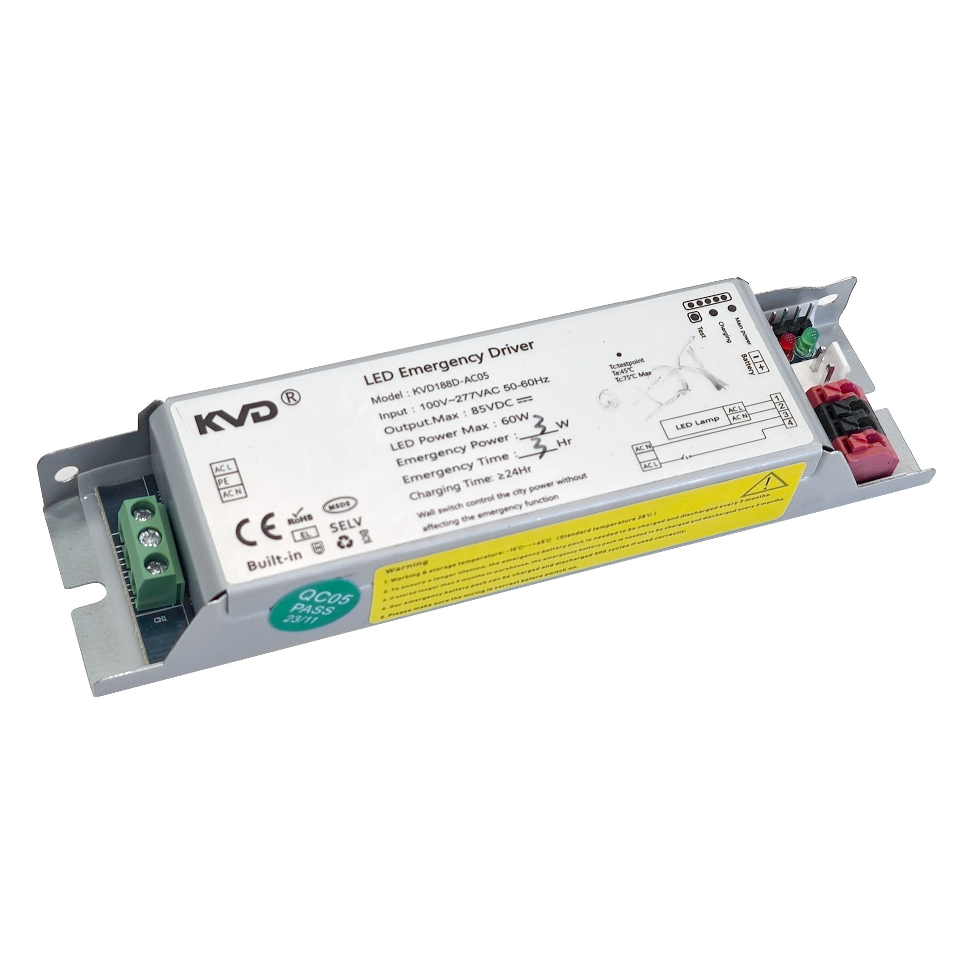 KIT EMERGENTA TUB LED 5W-60W, 65-300 VDC, 3H