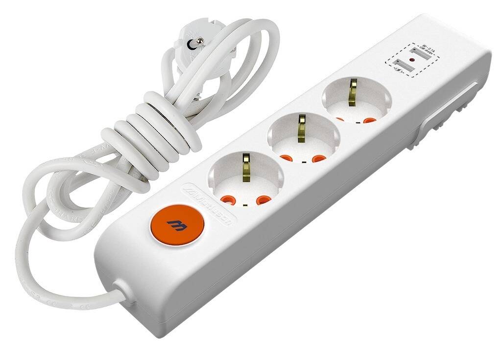 PRELUNGITOR 3P 2MT + INTRERUPATOR / 2 X USB (3x1mm?)